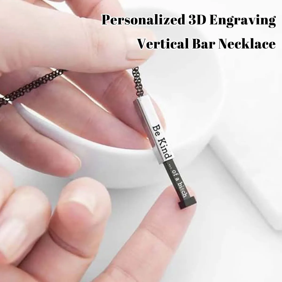 Be Kind Of A B Necklaces For Women with Hidden Message Necklace Be Kind Of A B 3D Engraving Vertical Bar Necklace Best Friend Necklace Stainless Steel Square Tubes Pendant To Best Friends Sisters