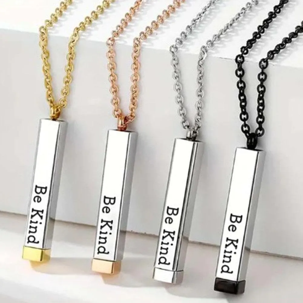 Be Kind Of A B Necklaces For Women with Hidden Message Necklace Be Kind Of A B 3D Engraving Vertical Bar Necklace Best Friend Necklace Stainless Steel Square Tubes Pendant To Best Friends Sisters