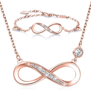 Billie Bijoux 925 Sterling Silver Necklace Bracelet Jewelry Sets Infinity Love Jewelry Sets White Gold Plated Women Necklace Gifts for Women