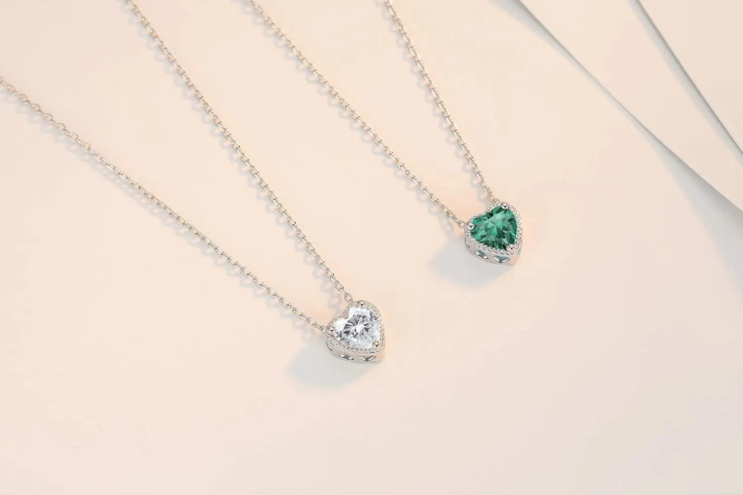 Birthstone Heart Women Necklaces, 925 Sterling Silver Birthstone Pendant Necklace, Adjustable Chain Gift Box, 12 Months Jewellery Valentines Gift for Her Wife Mom Birthday Wedding
