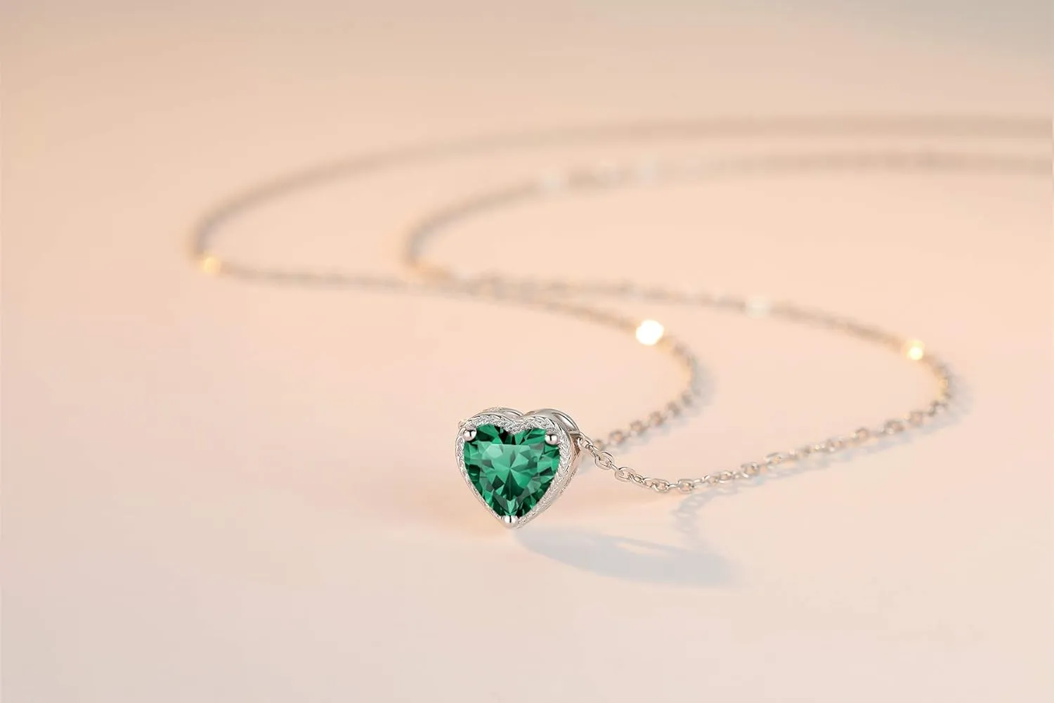 Birthstone Heart Women Necklaces, 925 Sterling Silver Birthstone Pendant Necklace, Adjustable Chain Gift Box, 12 Months Jewellery Valentines Gift for Her Wife Mom Birthday Wedding