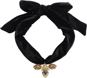 Black Velvet Bow Bee Pendant Choker Necklace for Women, Gothic Bridal Jewelry Vintage Party Accessories Gift