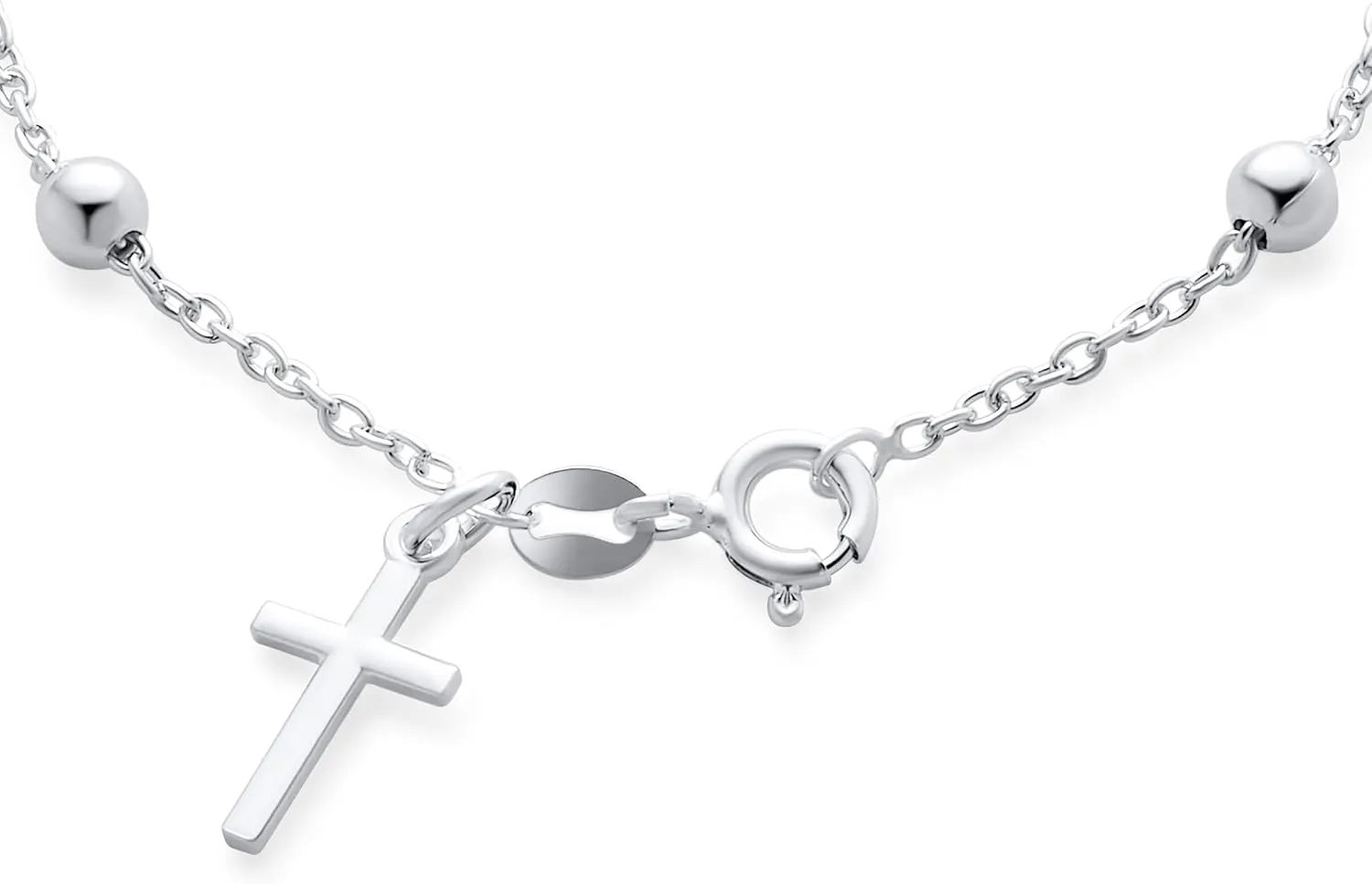 Bling Jewelry Personalize Catholic Christian Religious Prayer Beds with Cross Charm Holy Mother Virgin Mary Medal Rosary Bracelet For Women Teen .925 Sterling Silver 7-8 Inch Adjustable Customizable