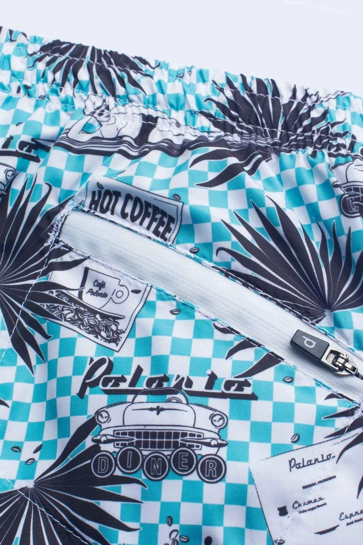 Blue Coffee Postcard Runner Swim Trunks