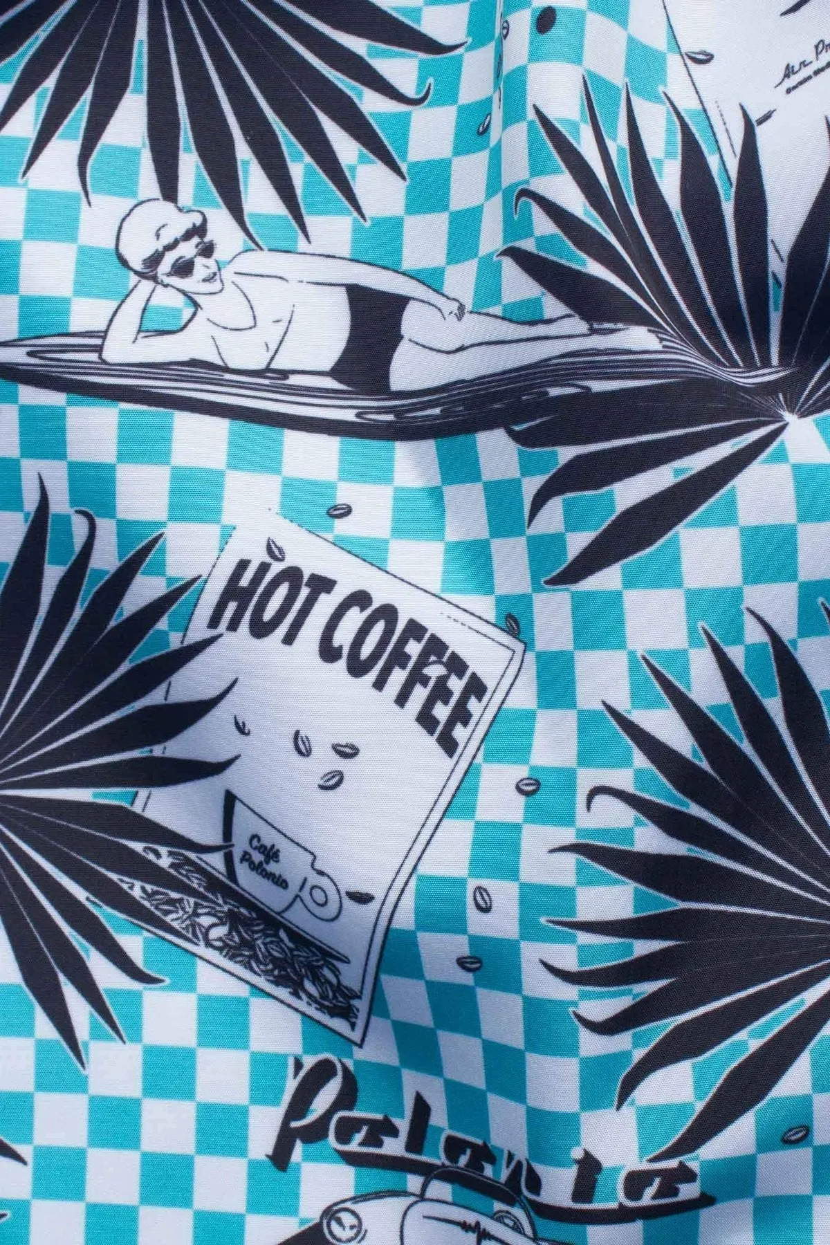 Blue Coffee Postcard Runner Swim Trunks