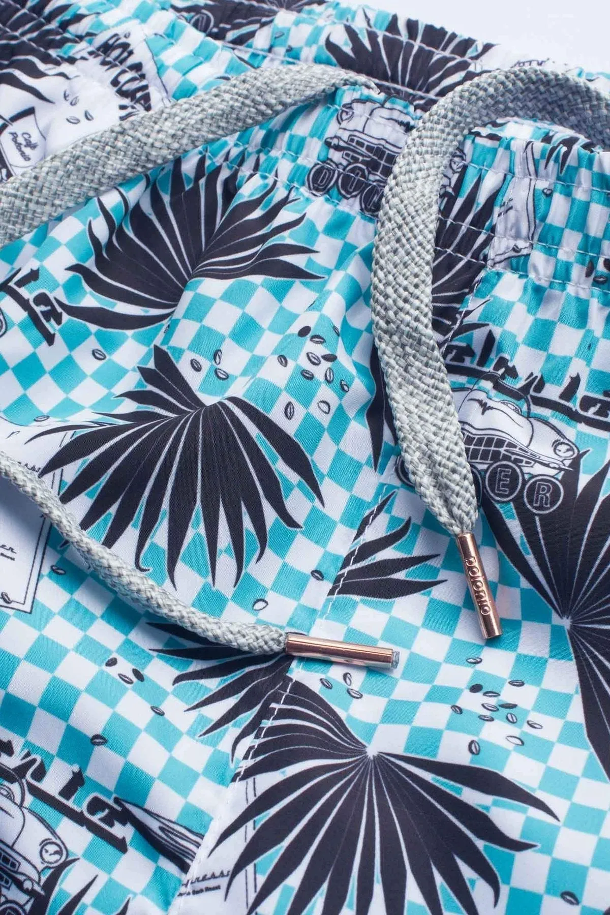 Blue Coffee Postcard Runner Swim Trunks