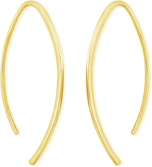 Boma Jewelry Sterling Silver Elliptical Threader Pull Through Hoop Earrings
