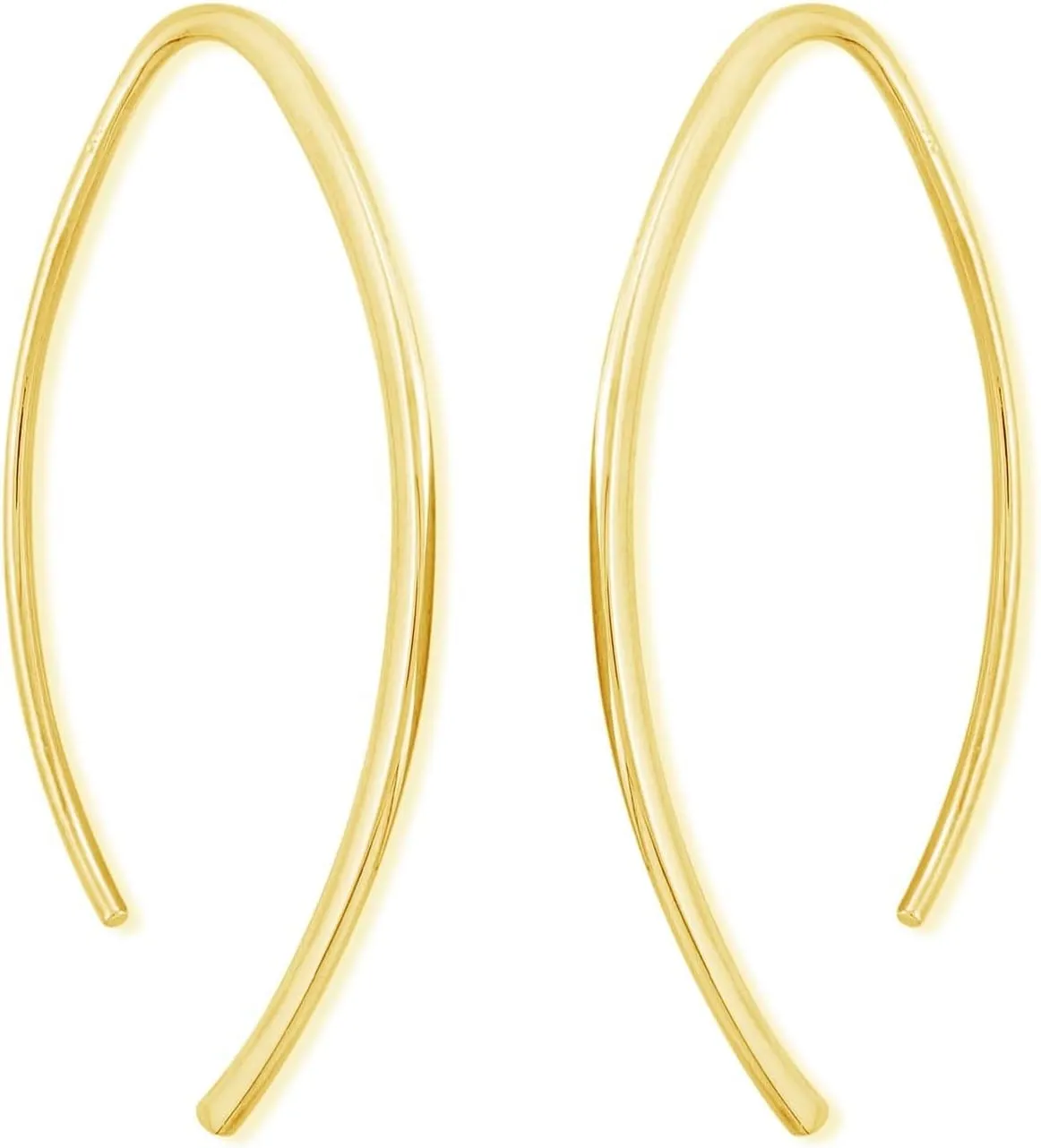 Boma Jewelry Sterling Silver Elliptical Threader Pull Through Hoop Earrings