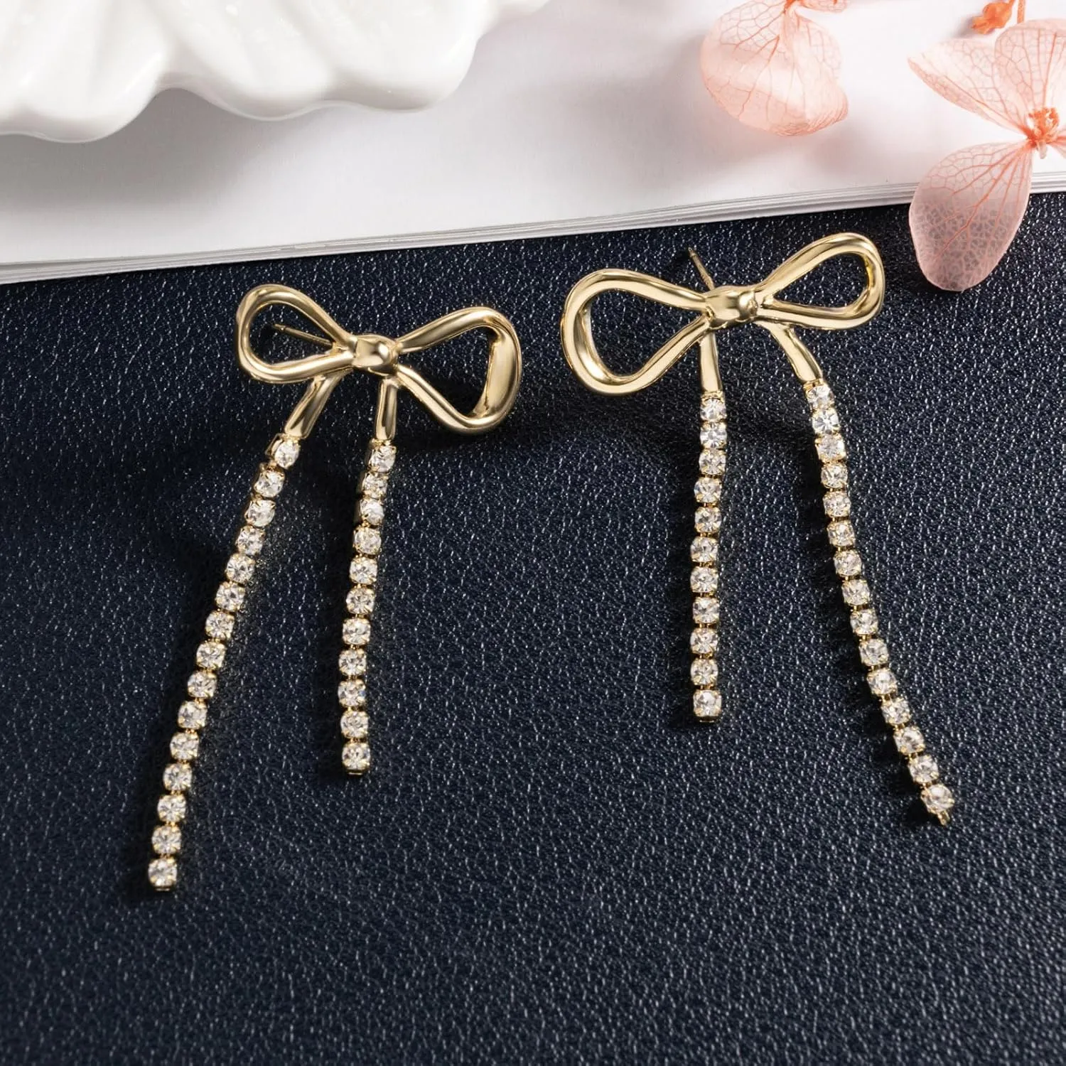 Bow Earrings For Women Teens Bowknot Stud Drop Earrings For Women Teens Gold Tone