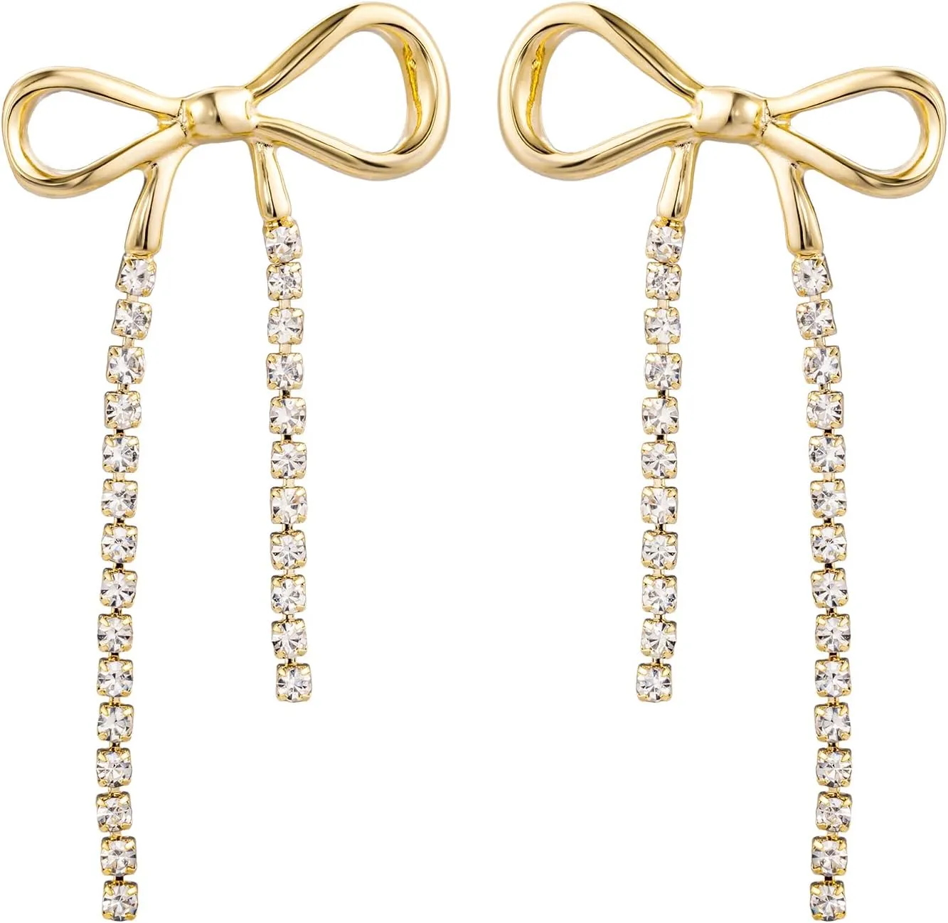 Bow Earrings For Women Teens Bowknot Stud Drop Earrings For Women Teens Gold Tone