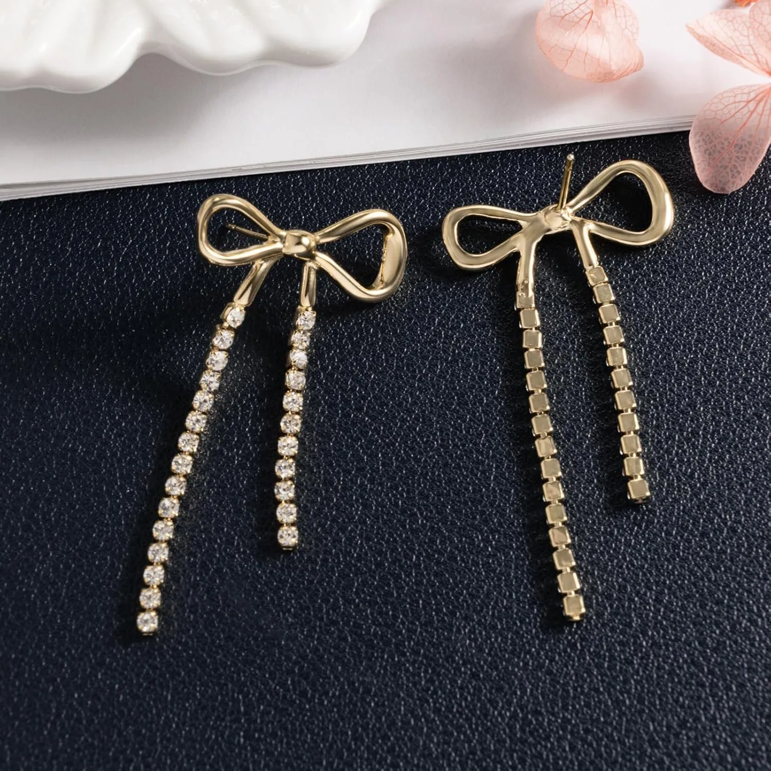 Bow Earrings For Women Teens Bowknot Stud Drop Earrings For Women Teens Gold Tone