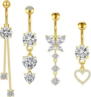 Briana Williams Belly Button Ring Belly Rings Belly Button Piercing Gold Belly Button Ring for Women Clicker Belly Ring Belly Piercing Stainless Steel 14g 10mm Blley Navel Rings Piercing Jewelry
