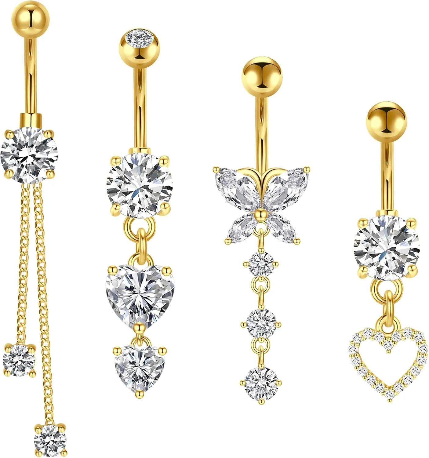 Briana Williams Belly Button Ring Belly Rings Belly Button Piercing Gold Belly Button Ring for Women Clicker Belly Ring Belly Piercing Stainless Steel 14g 10mm Blley Navel Rings Piercing Jewelry