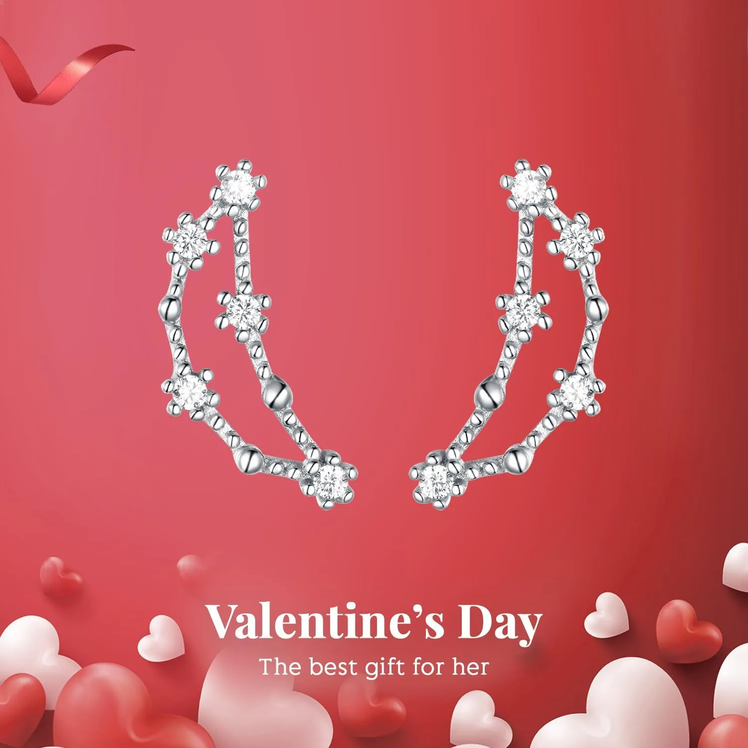 BriLove 925 Sterling Silver CZ Horoscope Zodiac 12 Constellation Astrology Ear Crawler Post Earrings Gift for Mom Women Mothers Day/Valentines Day/Birthday/Christmas/Anniversary