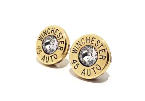 Bullet Jewelry Recycled 45 Auto 38 Special Ammo Brass Stud Pierced Earrings with Sterling Silver for Women Girls