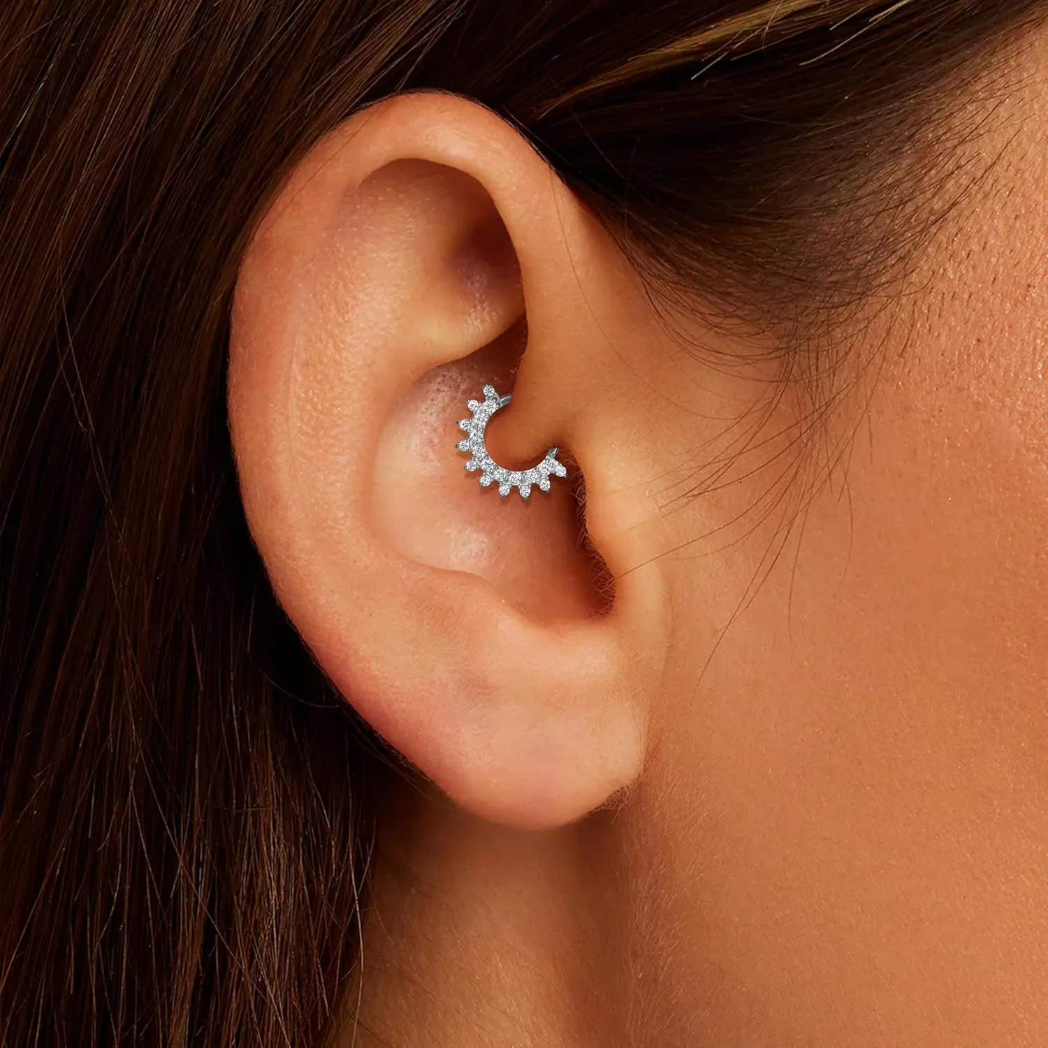 Cartilage Daith Earrings For Women Small Gold Hoop Hypoallergenic Helix Piercing Huggie Titanium 14k Surgical Steel Diamond Implant Cubic Zirconia Jewelry
