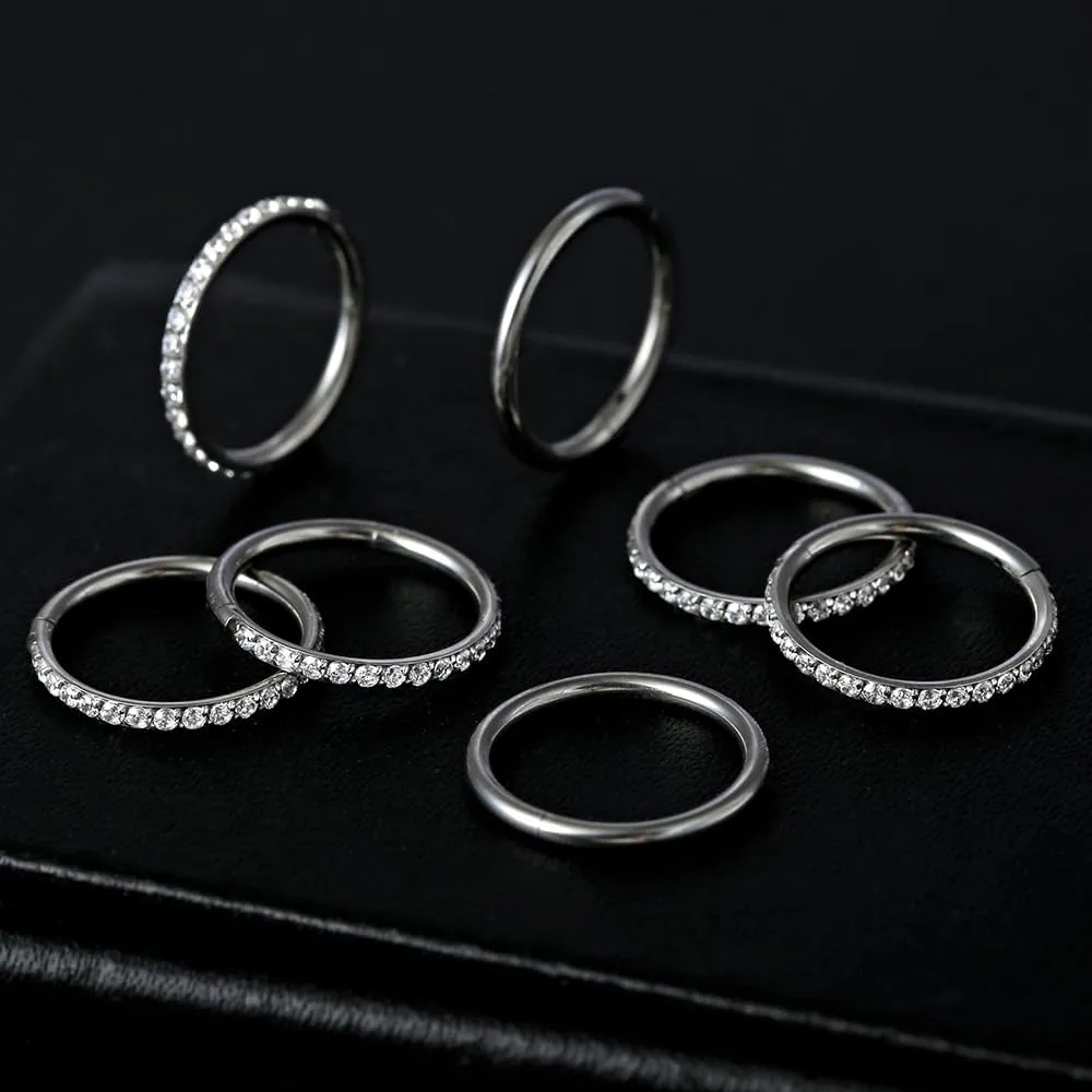 Casvort 5/10 PCS 16G Seamless Septum Nose Piercing Rings Zirconia Segment Tragus Hoop Rings 316 Stainless Steel Helix Ring Stack Clickers Ear Plugs Hangers Women Body Jewelry