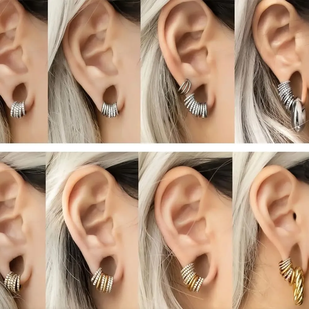 Casvort 5/10 PCS 16G Seamless Septum Nose Piercing Rings Zirconia Segment Tragus Hoop Rings 316 Stainless Steel Helix Ring Stack Clickers Ear Plugs Hangers Women Body Jewelry