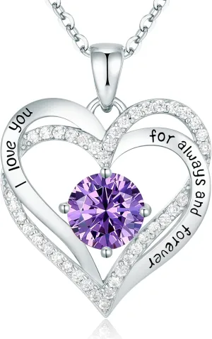 CDE Forever Love Heart Necklaces for Women, Wedding Anniversary, Birthday Mothers Day Gifts for Mom, Mother, Wife, Girlfriend, S925 Silver Jewelry with Birthstone Pendant