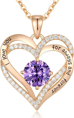 CDE Forever Love Heart Necklaces for Women, Wedding Anniversary, Birthday Mothers Day Gifts for Mom, Mother, Wife, Girlfriend, S925 Silver Jewelry with Birthstone Pendant