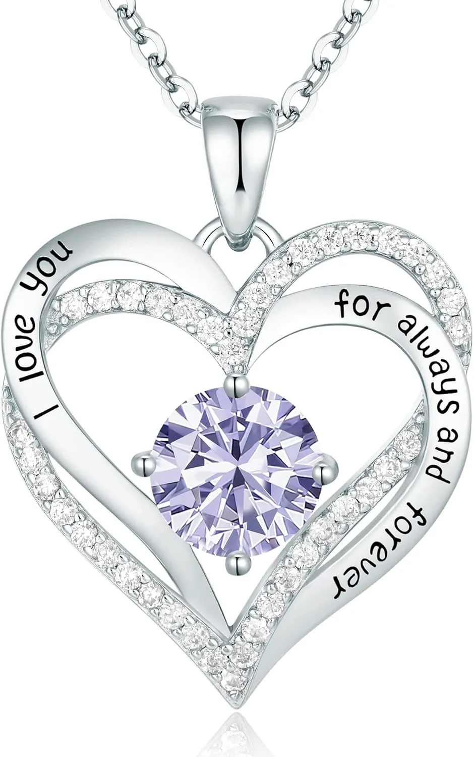 CDE Forever Love Heart Necklaces for Women, Wedding Anniversary, Birthday Mothers Day Gifts for Mom, Mother, Wife, Girlfriend, S925 Silver Jewelry with Birthstone Pendant