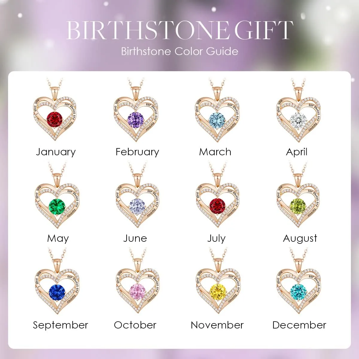 CDE Forever Love Heart Necklaces for Women, Wedding Anniversary, Birthday Mothers Day Gifts for Mom, Mother, Wife, Girlfriend, S925 Silver Jewelry with Birthstone Pendant