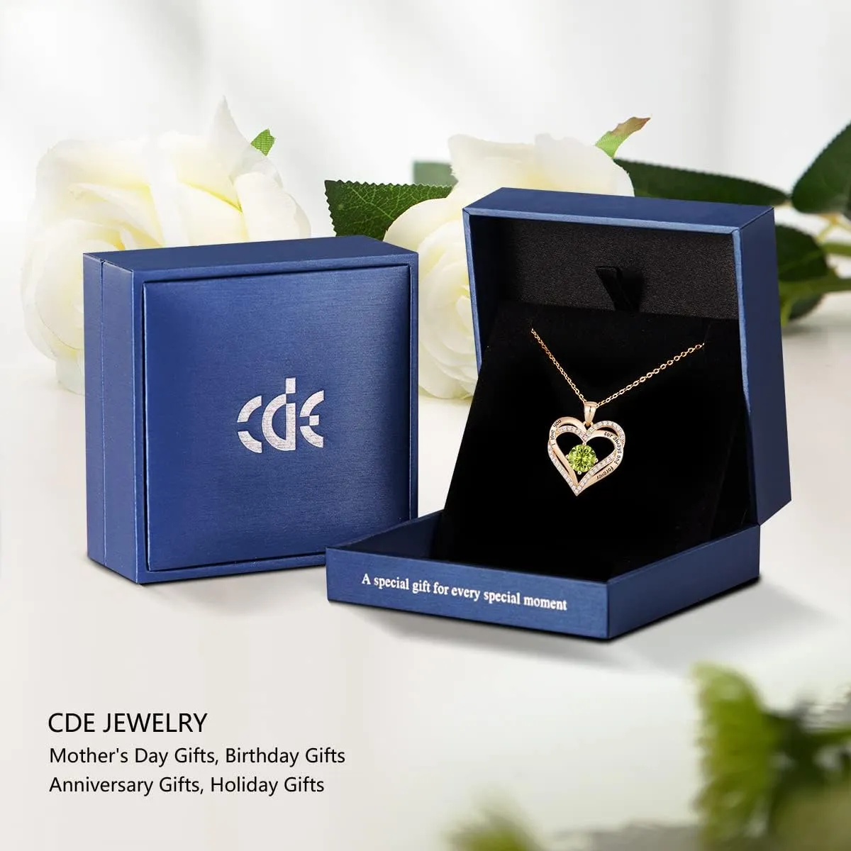 CDE Forever Love Heart Necklaces for Women, Wedding Anniversary, Birthday Mothers Day Gifts for Mom, Mother, Wife, Girlfriend, S925 Silver Jewelry with Birthstone Pendant