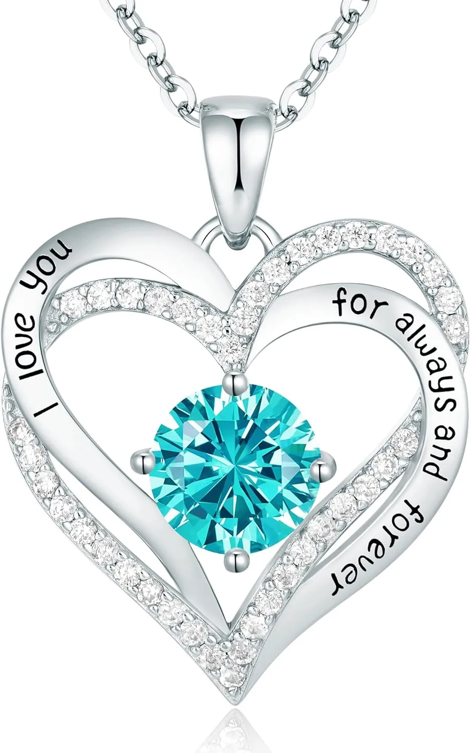 CDE Forever Love Heart Necklaces for Women, Wedding Anniversary, Birthday Mothers Day Gifts for Mom, Mother, Wife, Girlfriend, S925 Silver Jewelry with Birthstone Pendant
