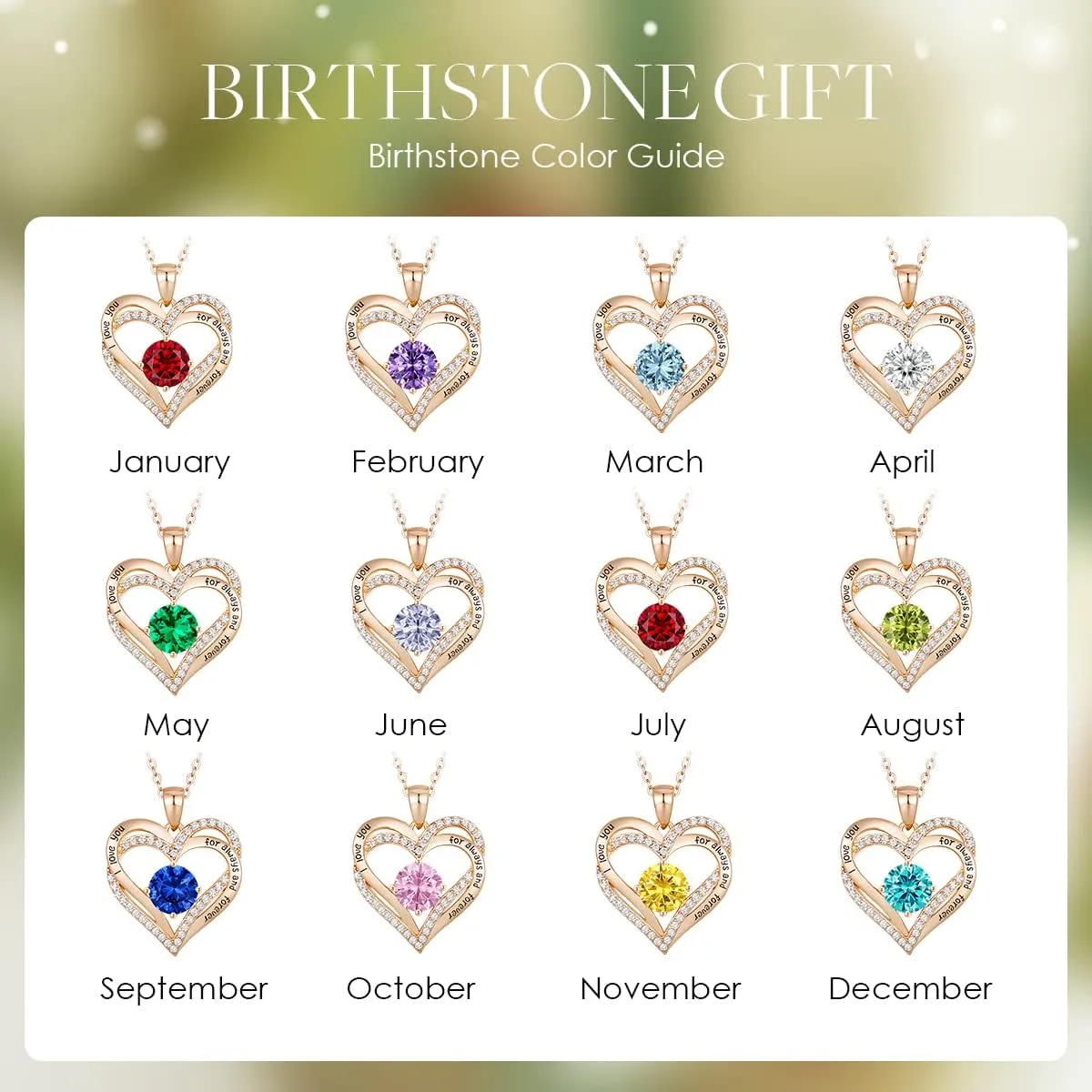CDE Forever Love Heart Necklaces for Women, Wedding Anniversary, Birthday Mothers Day Gifts for Mom, Mother, Wife, Girlfriend, S925 Silver Jewelry with Birthstone Pendant