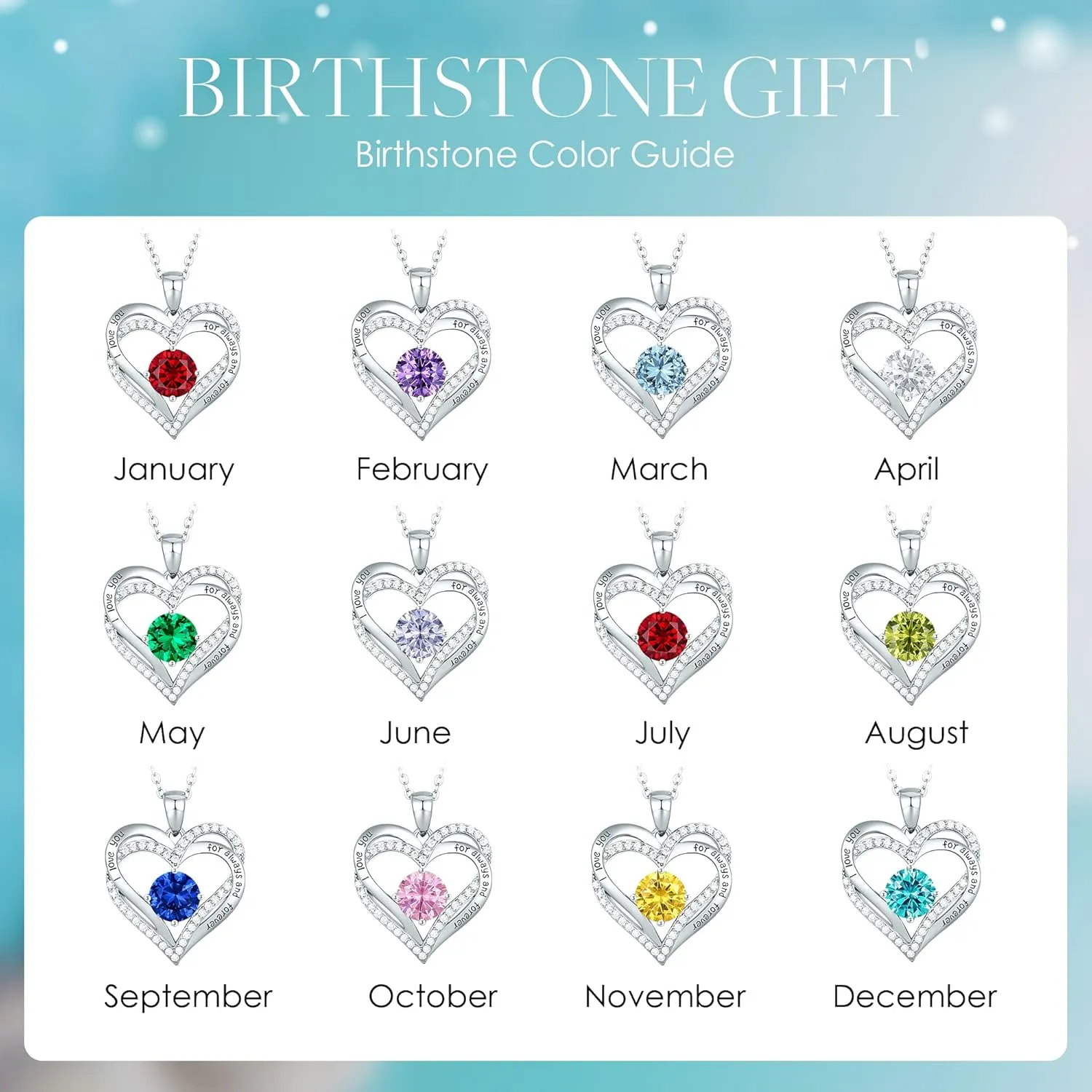 CDE Forever Love Heart Necklaces for Women, Wedding Anniversary, Birthday Mothers Day Gifts for Mom, Mother, Wife, Girlfriend, S925 Silver Jewelry with Birthstone Pendant