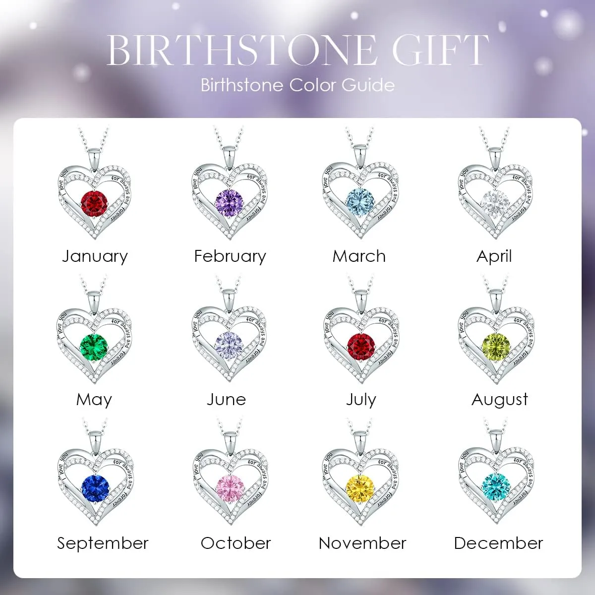 CDE Forever Love Heart Necklaces for Women, Wedding Anniversary, Birthday Mothers Day Gifts for Mom, Mother, Wife, Girlfriend, S925 Silver Jewelry with Birthstone Pendant