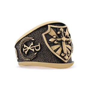Christian Cross Ring, Crusader Ring, Chi Rho Ring, Silver Christian Ring, Anillos de oro par Templars Cross Ring, Bishop Signet Ring, Catholic Ring for Man, Trinity Knot Gift,