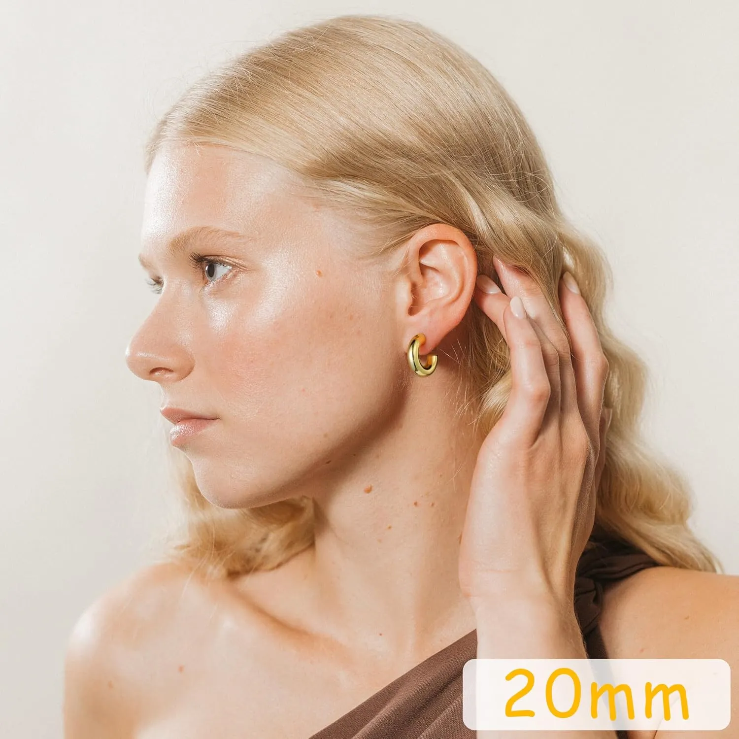 Chunky Gold Hoop Earrings Set 14K Gold Plated Open Hoops Earrings Lightweight Small Gold Hoop Earrings 20/30/40/50mm