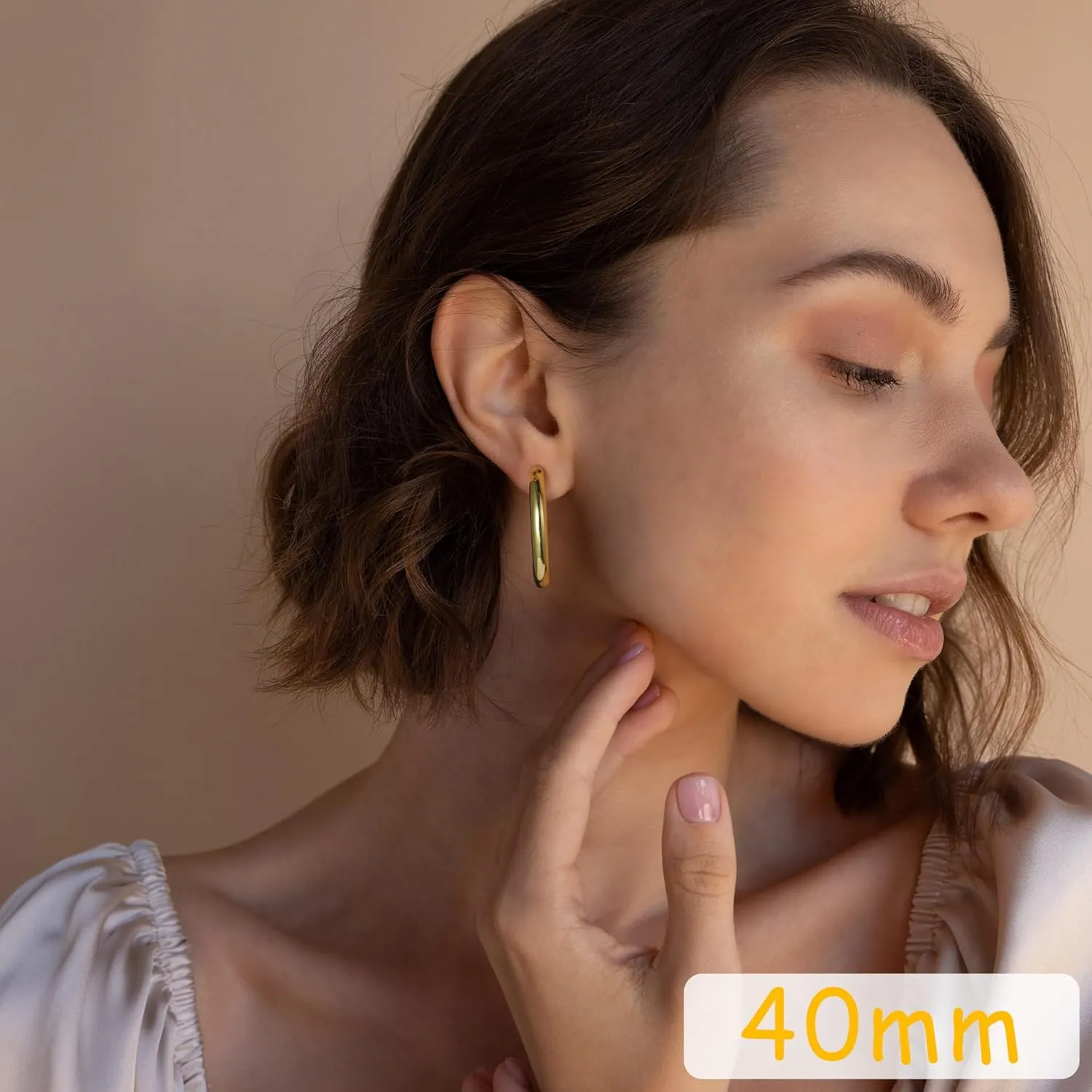 Chunky Gold Hoop Earrings Set 14K Gold Plated Open Hoops Earrings Lightweight Small Gold Hoop Earrings 20/30/40/50mm