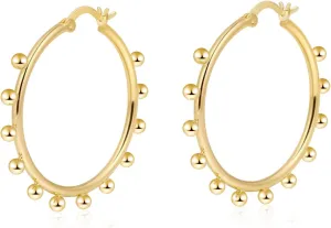 Chunky Gold Stud Earrings for Women 14k Gold Plated Hypoallergenic Earrings Statement Trendy Fashion Gold Jewelry Gifts