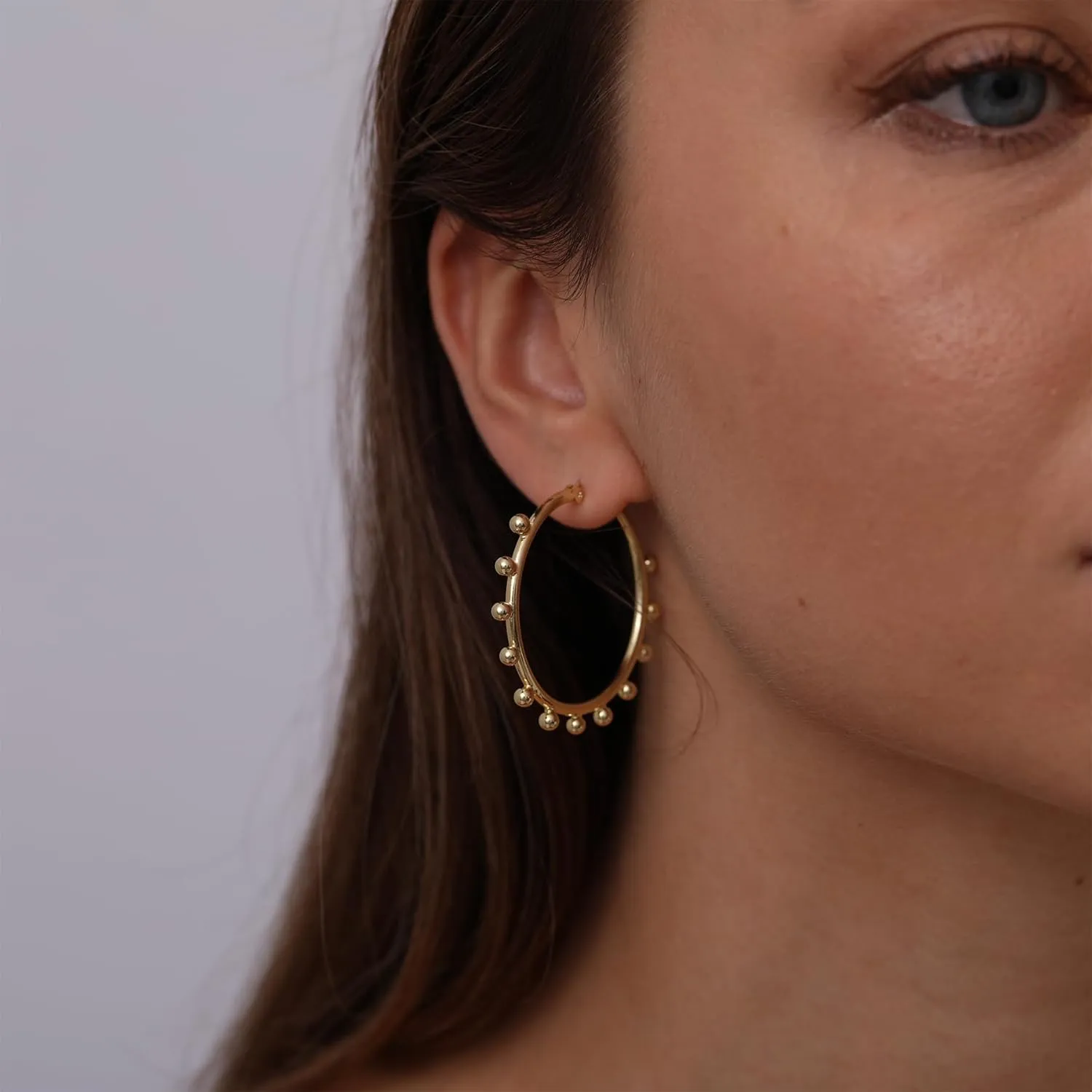 Chunky Gold Stud Earrings for Women 14k Gold Plated Hypoallergenic Earrings Statement Trendy Fashion Gold Jewelry Gifts