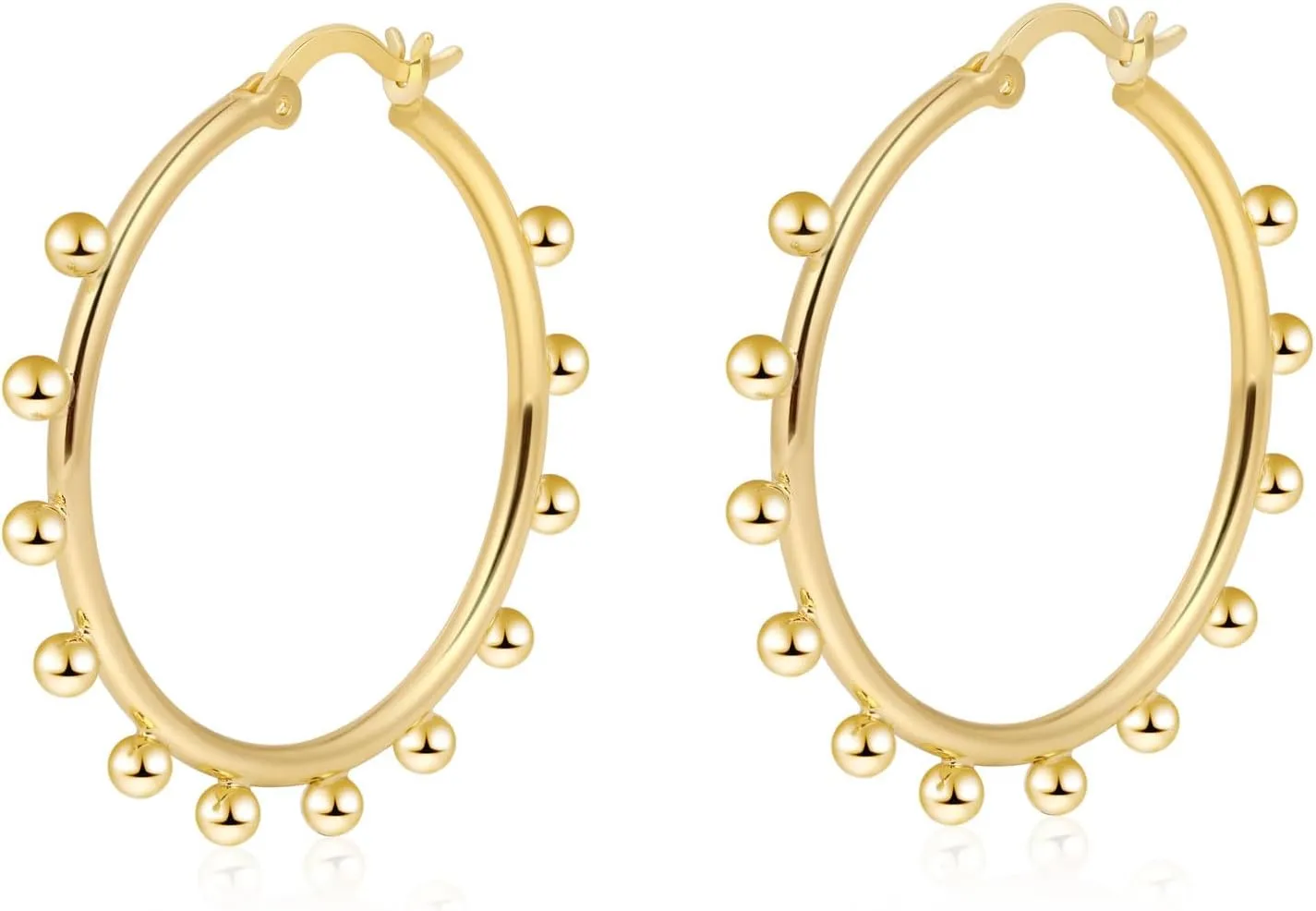 Chunky Gold Stud Earrings for Women 14k Gold Plated Hypoallergenic Earrings Statement Trendy Fashion Gold Jewelry Gifts
