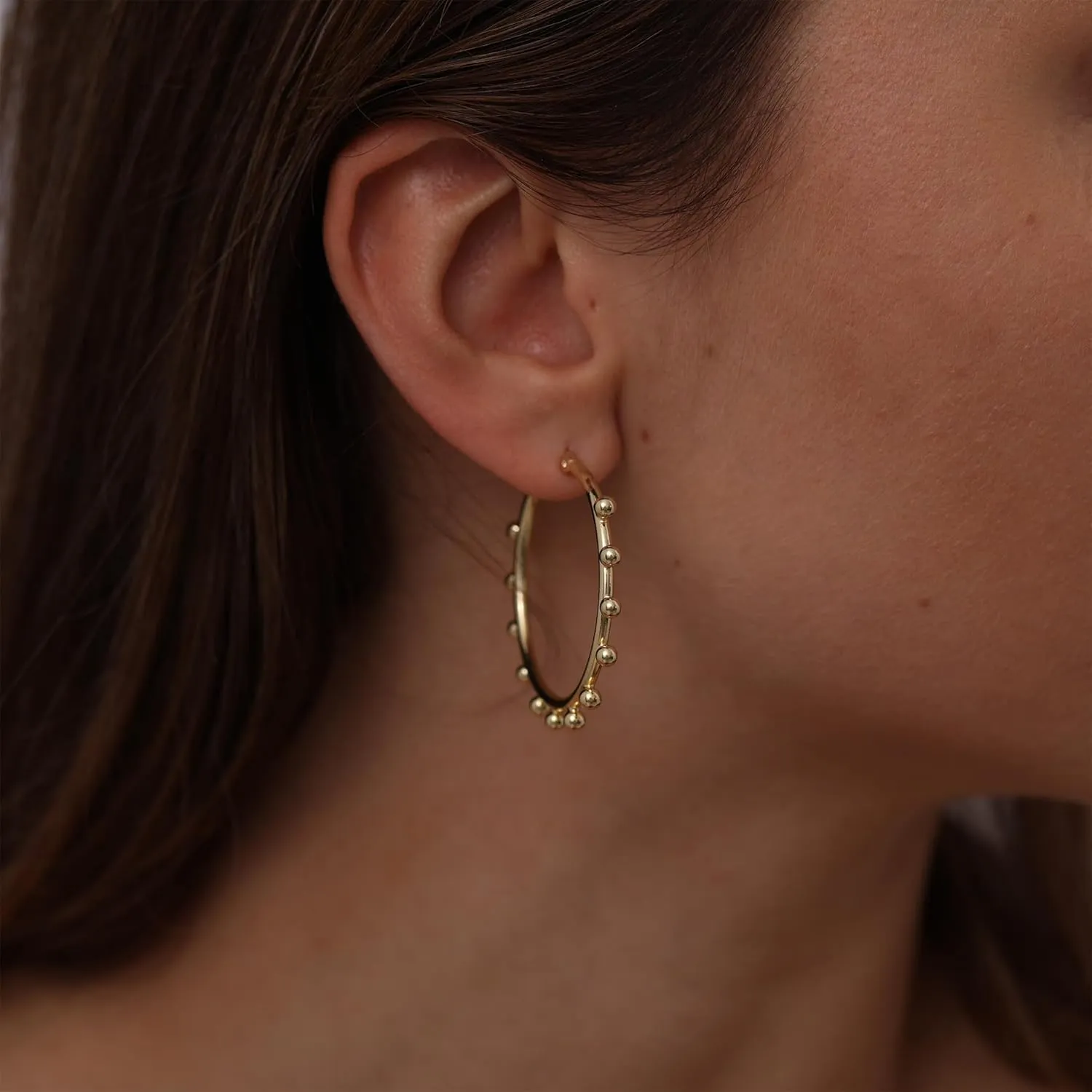 Chunky Gold Stud Earrings for Women 14k Gold Plated Hypoallergenic Earrings Statement Trendy Fashion Gold Jewelry Gifts