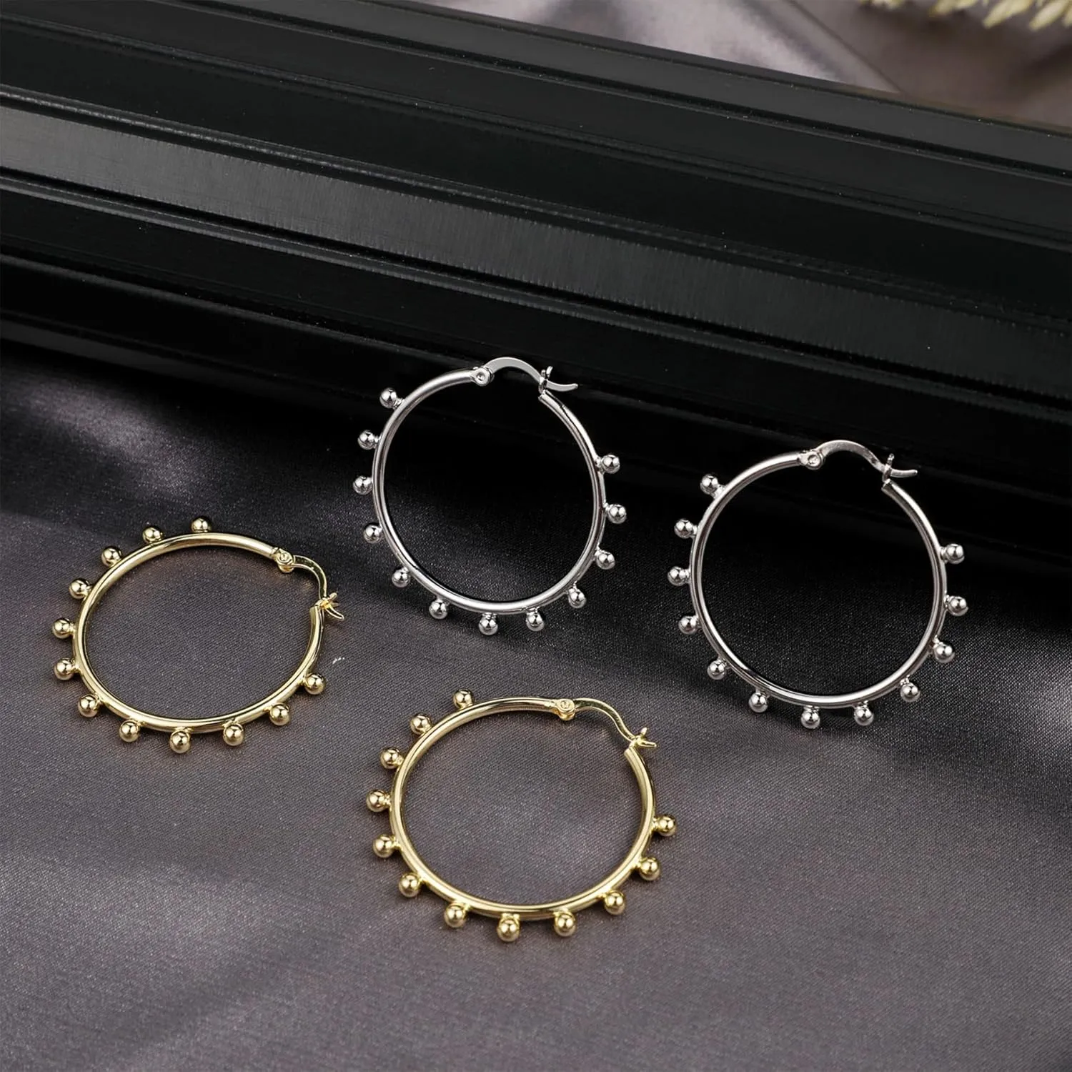 Chunky Gold Stud Earrings for Women 14k Gold Plated Hypoallergenic Earrings Statement Trendy Fashion Gold Jewelry Gifts