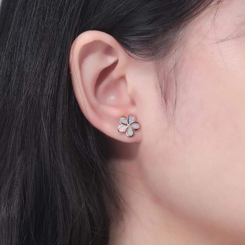 CiNily Gold Plated Flower Shaped Opal Hypoallergenic Stud Earrings Flower Dangle Drop Earrings Jewelry Gift for Women Girls Gemstone Earrings