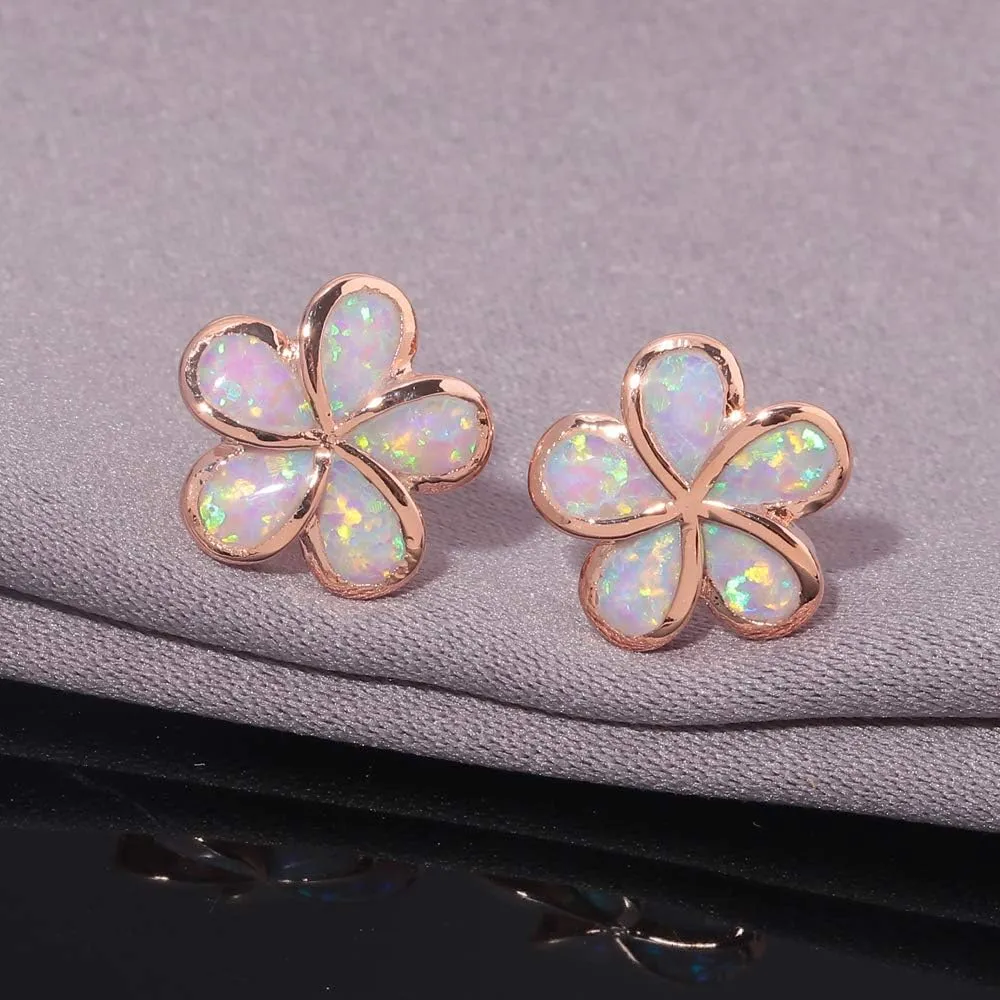 CiNily Gold Plated Flower Shaped Opal Hypoallergenic Stud Earrings Flower Dangle Drop Earrings Jewelry Gift for Women Girls Gemstone Earrings