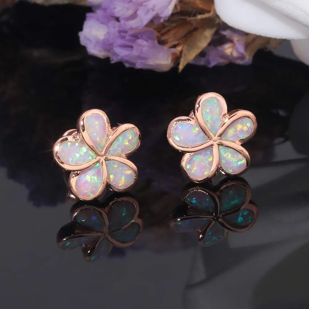CiNily Gold Plated Flower Shaped Opal Hypoallergenic Stud Earrings Flower Dangle Drop Earrings Jewelry Gift for Women Girls Gemstone Earrings