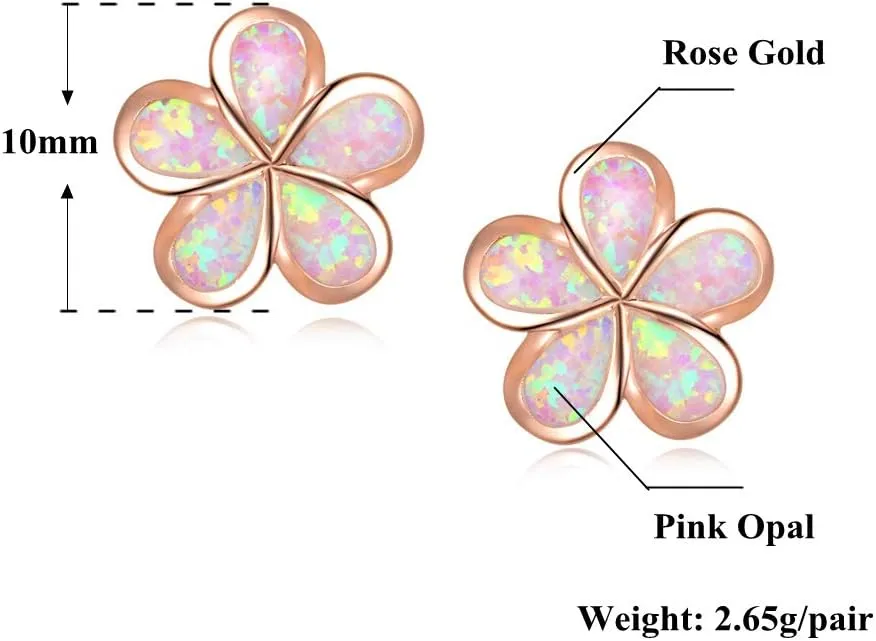 CiNily Gold Plated Flower Shaped Opal Hypoallergenic Stud Earrings Flower Dangle Drop Earrings Jewelry Gift for Women Girls Gemstone Earrings