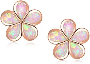 CiNily Gold Plated Flower Shaped Opal Hypoallergenic Stud Earrings Flower Dangle Drop Earrings Jewelry Gift for Women Girls Gemstone Earrings