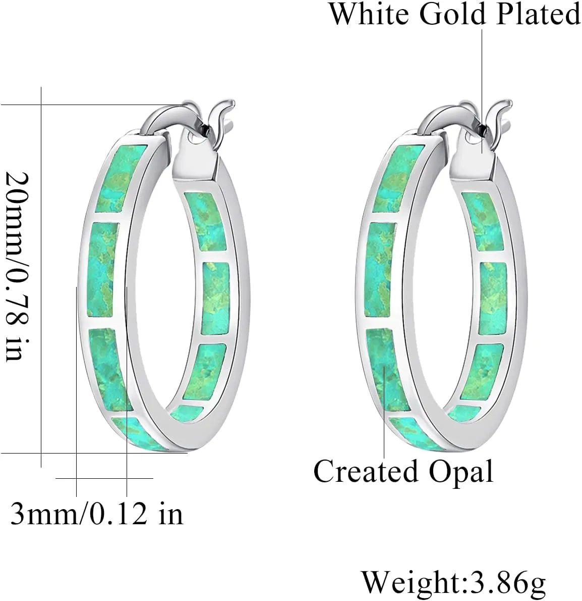 CiNily Sterling Silver/Rose Gold/Yellow Gold Plated Hoop Earrings 20mm,Multicolor Opal Small Hoop Earrings for Women Girls Hypoallergenic Jewelry for Sensitive Ears Gemstone Earrings