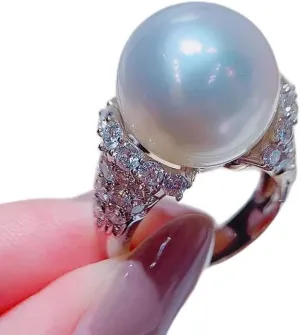 CIUFEWEKE 14K Platinum Elegant Women's Pearl Sterling Silver Ring AAA Cubic Zirconia Set CZ Gemstones Fashion Engagement Wedding Jewelry Ring Wedding Party Jewelry 9