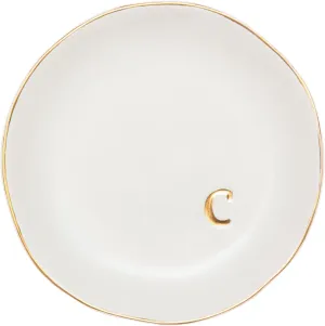 COLLECTIVE HOME - Ceramic Jewelry Tray, Decorative Trinket Dish for Rings Earrings Necklaces Bracelet Watch Keys, Birthday Mother's Day for Women, 4.75", White Surface (C)