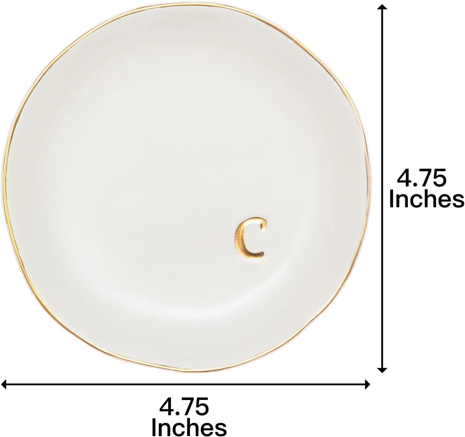 COLLECTIVE HOME - Ceramic Jewelry Tray, Decorative Trinket Dish for Rings Earrings Necklaces Bracelet Watch Keys, Birthday Mother's Day for Women, 4.75", White Surface (C)