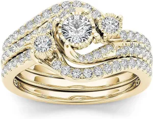 Couple Rings Mens Band Women CZ Brass Engagement Wedding