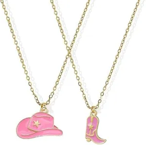 Cowboy Hat Boot Pendant Necklace for Women Layer Dainty Western Cowgirl Hat Boots Chain Gold Charm Necklace Shell Necklaces Summer Seashell Beach Surfer Jewelry Gift